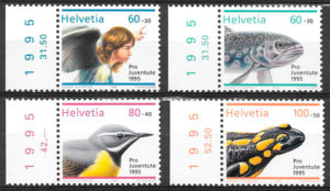 filatelia fauna Suiza 1995