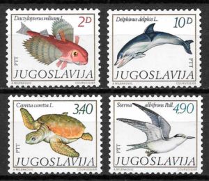 sellos fauna Yugoslavia 1980
