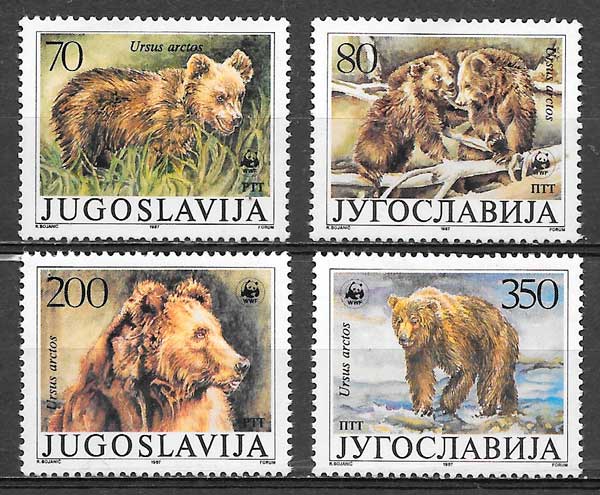 filatelia coleccion fauna Yugoslavia 1987