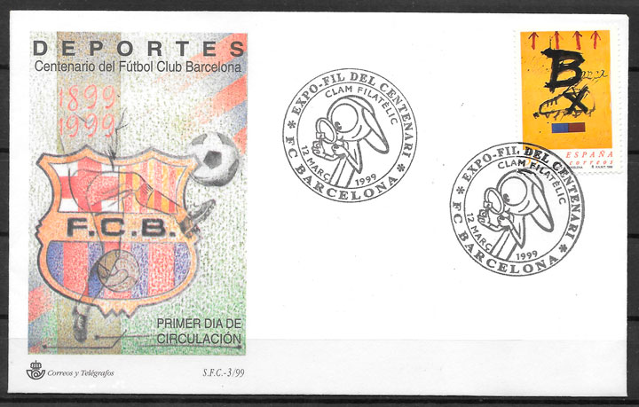 filatelia colección fútbol España 1999