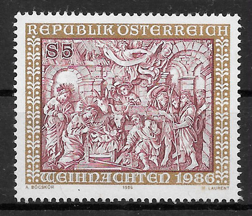 sellos navidad Austria 1986