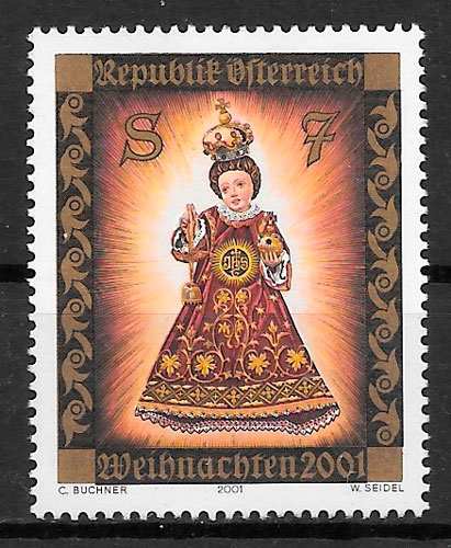 coleccion sellos navidad Austria 2001