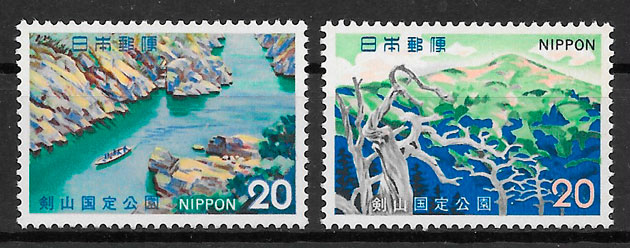 filatelia colección parques nacionales Japón 1972