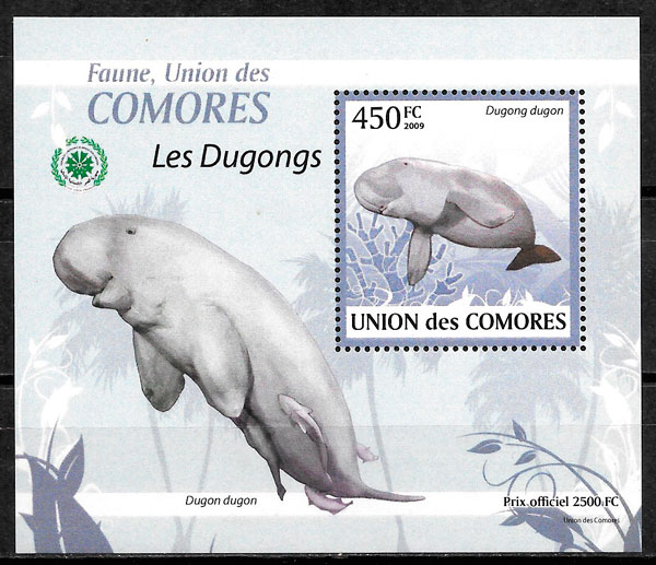 filatelia colección fauna Comores 2009