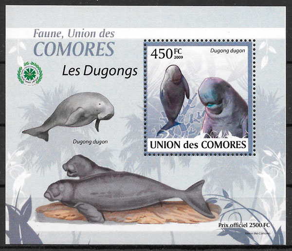 filatelia colección fauna Comores 2009