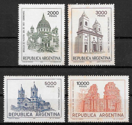 filatelia colección arquitectura Argentina 1982