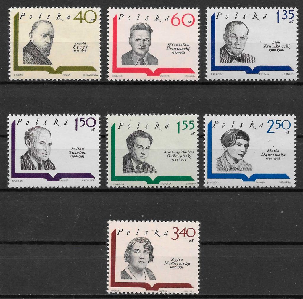 filatelia coleccion personalidades Polonia 1969