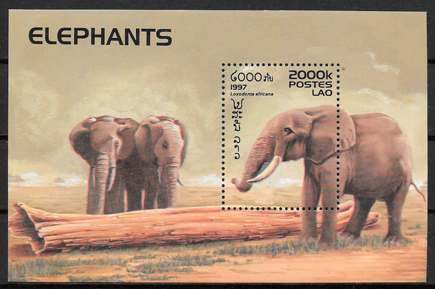 filatelia colección fauna Laos 1997