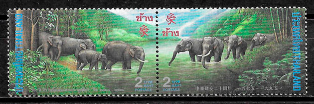 colección sellos fauna Tailandia 1995