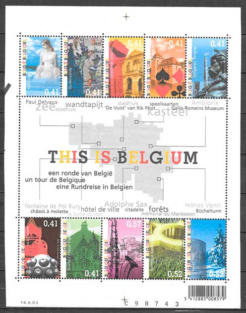 coleccion sellos arquitectura Belgica 2003