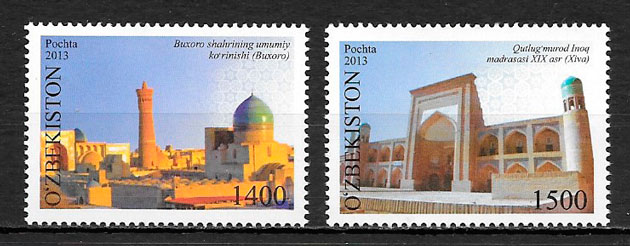 filatelia coleccion arquitectura Ozbekistan 2013