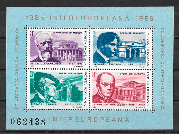 sellos arquitectura Rumania 1985