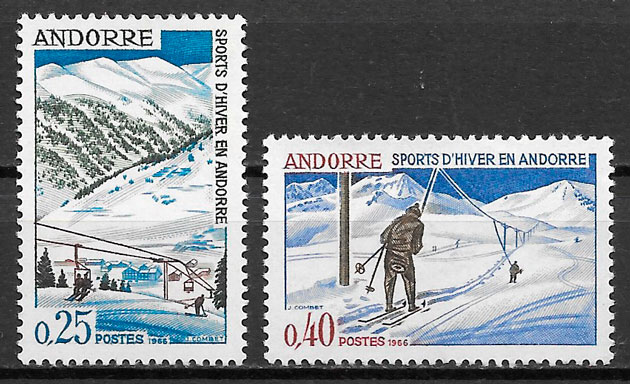 filatelia deporte Andorra Francesa 1965