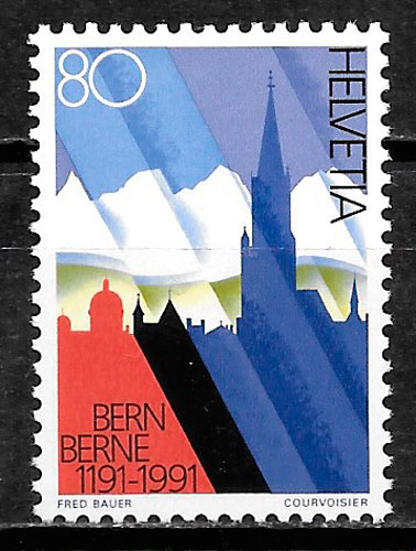 coleccion sellos arquitectura Suiza 1991
