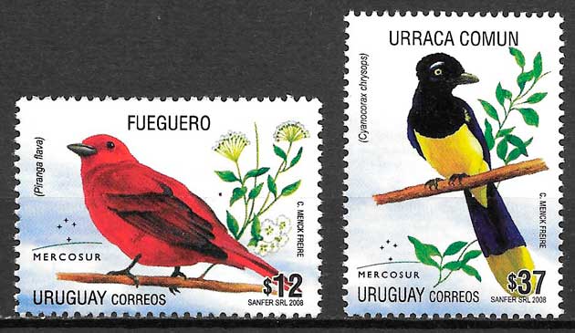 coleccion sellos fauna Uruguay 2008