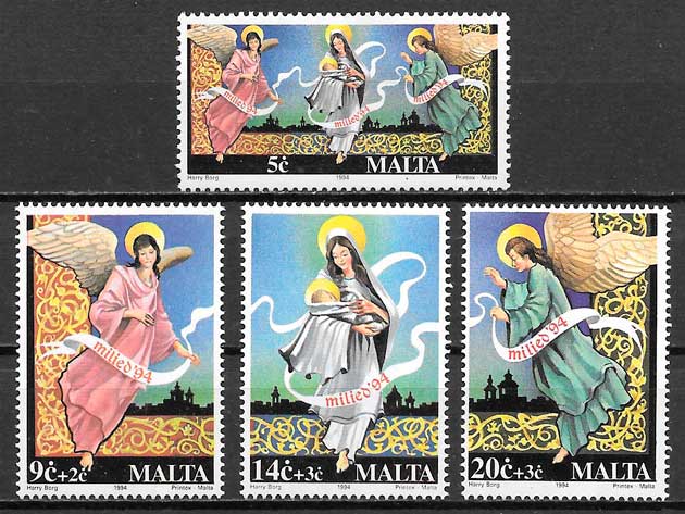 filatelia coleccion navidad Malta 1994