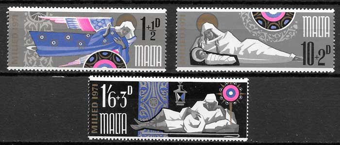 sellos navidad Malta 1971