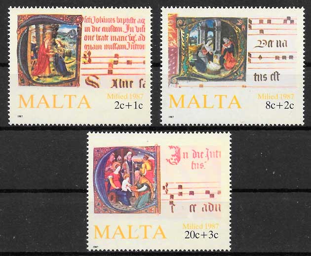 sellos navidad Malta 1987