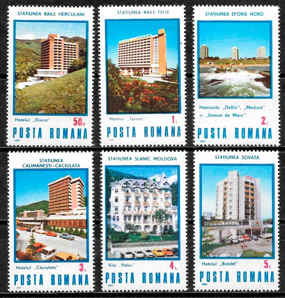 filatelia coleccion arquitectura Rumania 1986