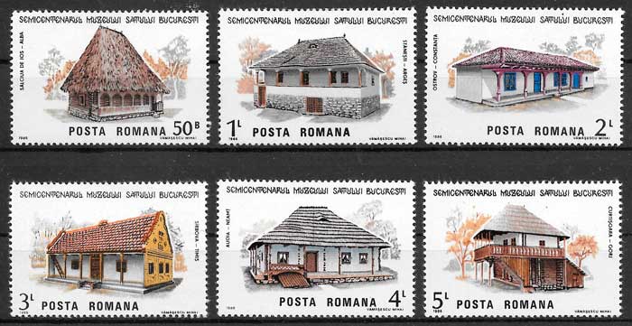 filatelia coleccion arquitectura Rumania 1986