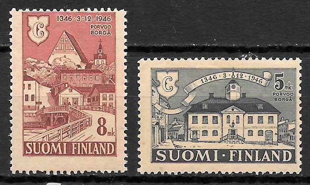 filatelia coleccion arquitectura Finlandia 1946