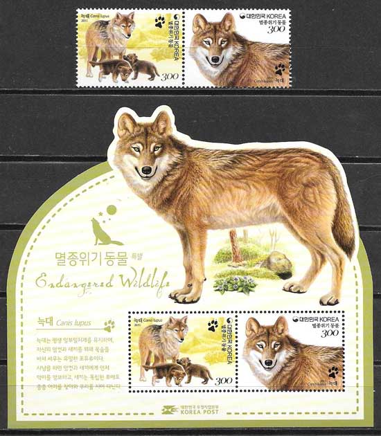 Filatelia fauna Corea del Sur 2015