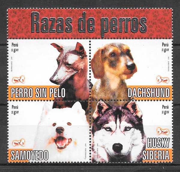 colección sellos gatos y perros Perú 2007