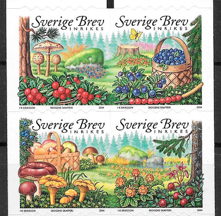 colección selos setas Suecia 2004