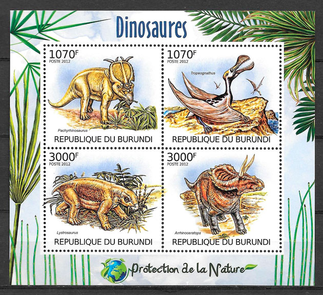 sellos dinosaurios Burundi 2012