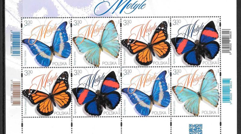 filatelia coleccion mariposas Polonia 2019