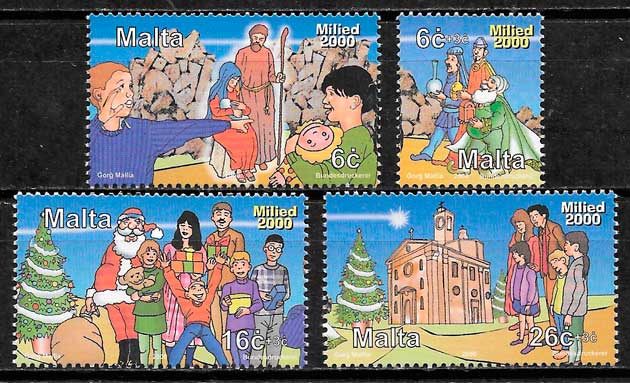 coleccion sellos navidad Malta 2001
