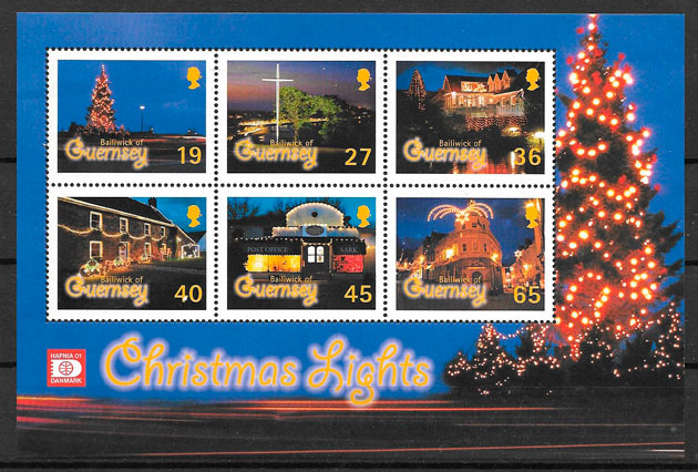 coleción sellos navidad Guersey 2001