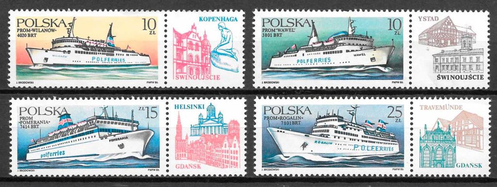 sellos transporte Polonia 1986