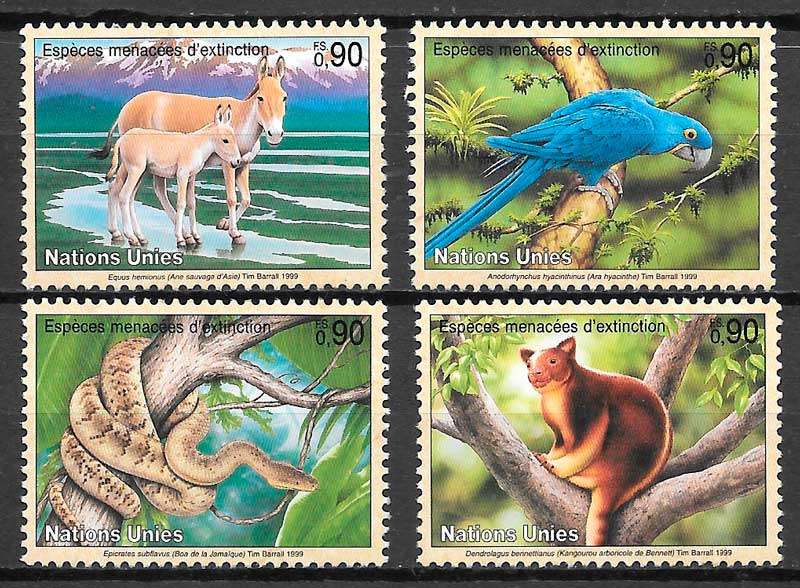 coleccion sellos fauna Naciones Unidas Genova 1999