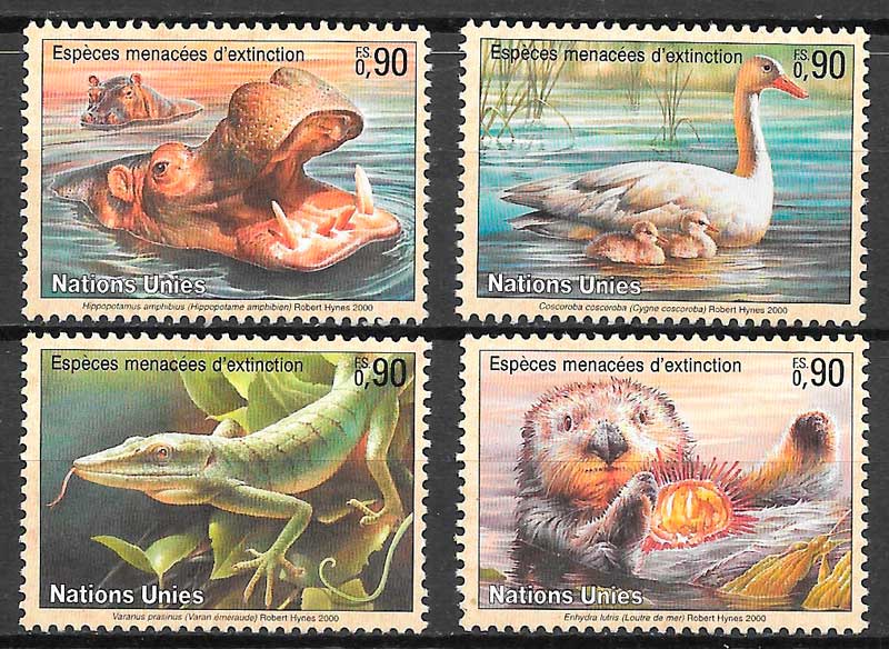 coleccion sellos fauna Naciones Unidas Genova 2000