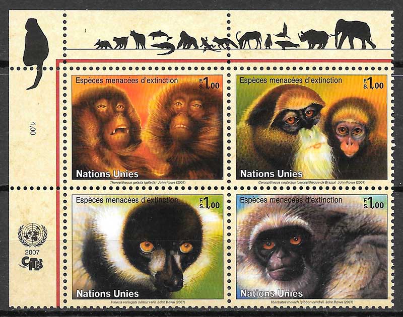 coleccion sellos fauna Naciones Unidas Genova 200
