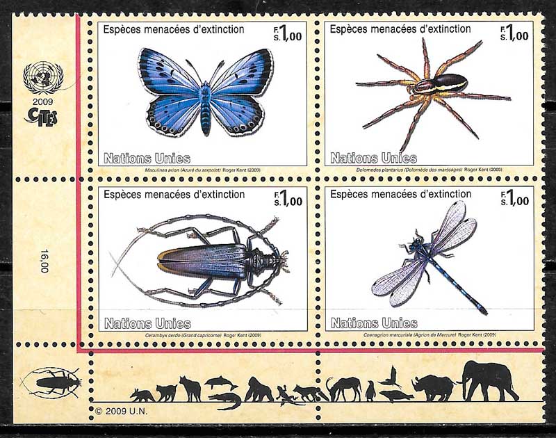 coleccion sellos fauna Naciones Unidas Genova 2009