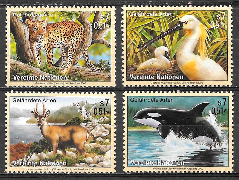 coleccion sellos fauna Naciones Unida- Viena 2000