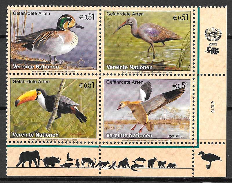 coleccion sellos fauna Naciones Unida- Viena 2003