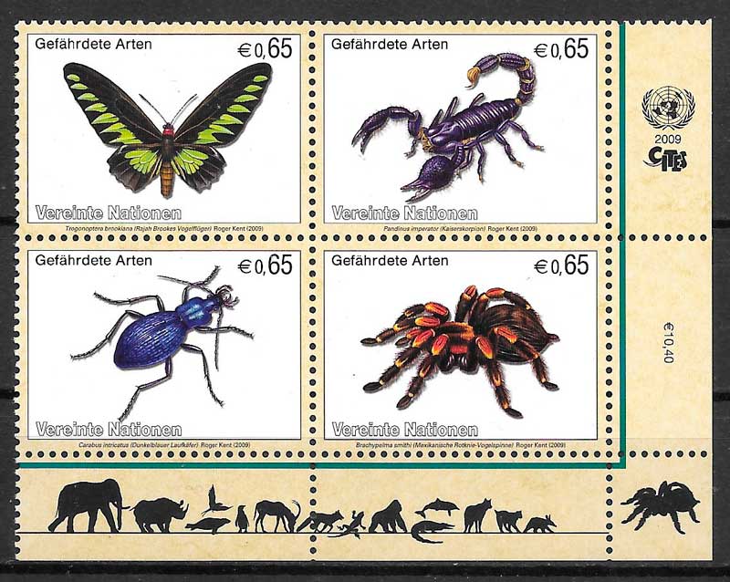 coleccion sellos fauna Naciones Unida- Viena 2008